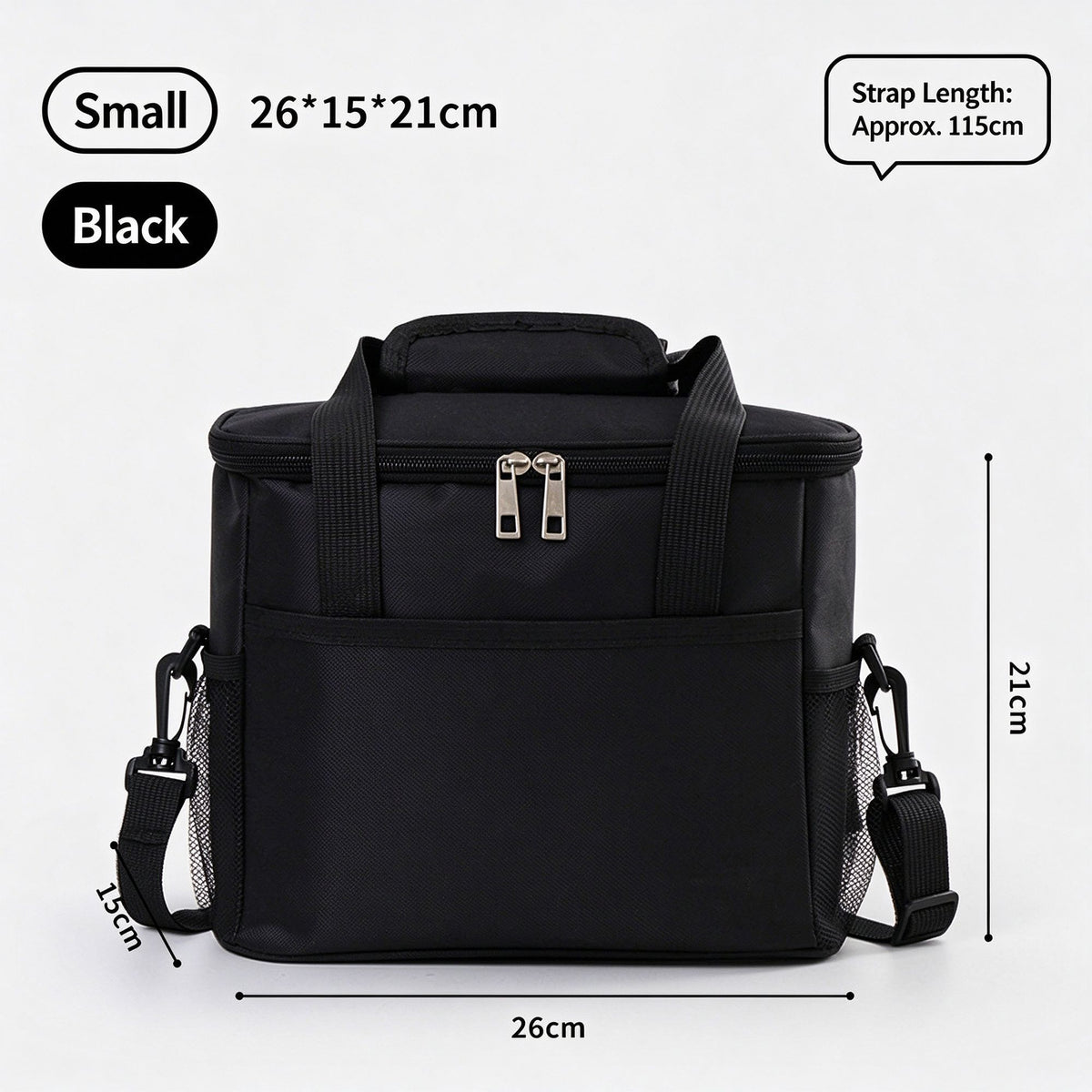 Water‑Resistant Insulated Lunch Tote Pouch, Small Portable Meal Storage Bag For Office Commuter Daily Carry, Halloween Work Daily Supply, Black Small