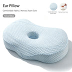 Breathable Tencel Cover Single Hole Memory Pillow, Neck Support No Compression On Ears, Comfort Sleeping Cushion For All Ages, Halloween Household Bedding Supply, Tencel Blue