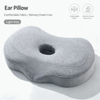 Ergonomic Single‑Hole Memory Foam Neck Pillow, Pressure‑Relief Ear Protection Design For Side Sleepers, Holiday Daily Rest Accessory, Light Grey