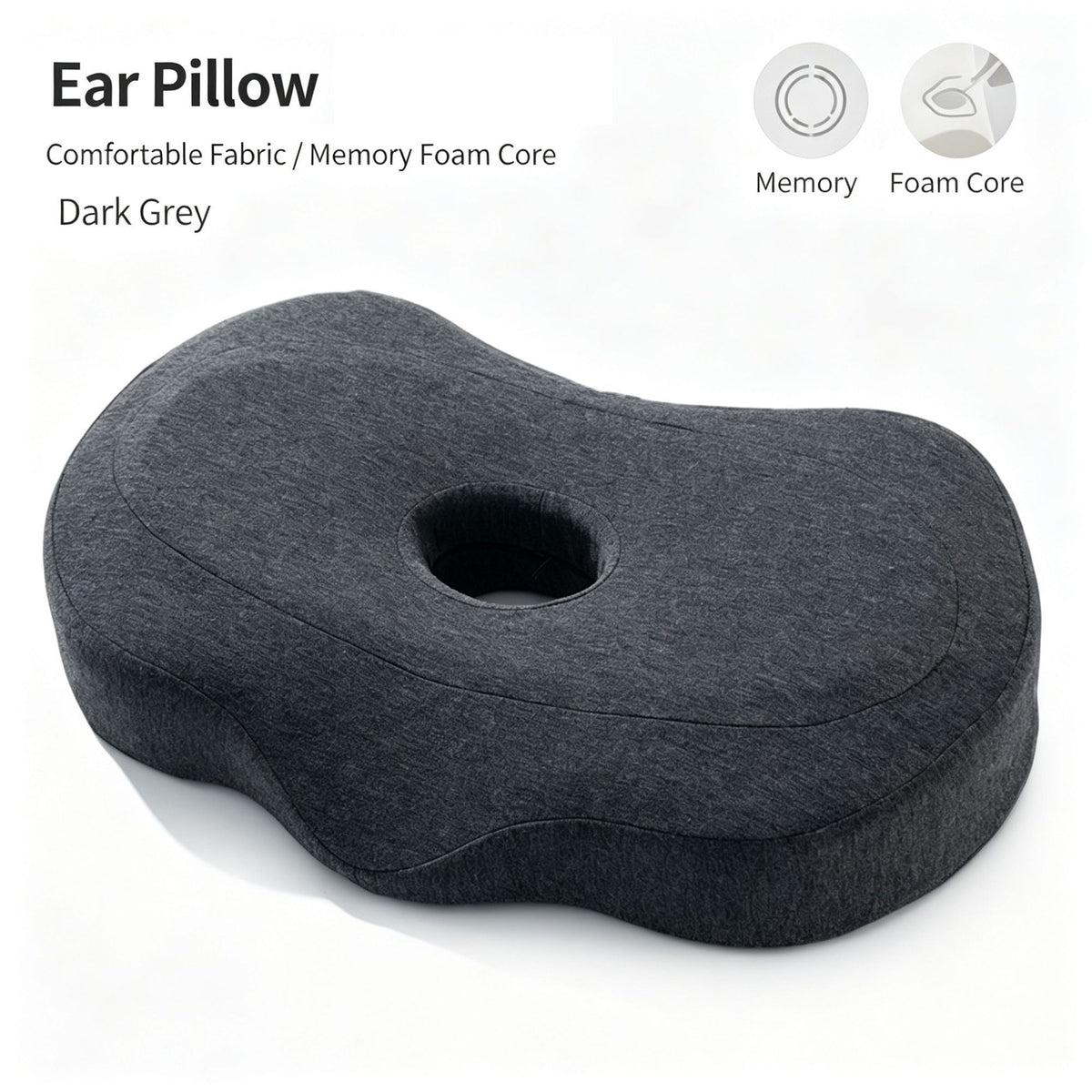 Skin‑Friendly Single Hole Cervical Memory Pillow, Stable Neck Support For Elderly And Teenagers, Christmas Bedroom Relax Present, Dark Grey