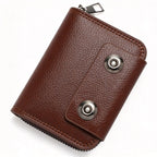 Retro Double Magnet Closure Business Card Case For Men, Accordion‑Style Multi‑Slot Design For Cards & Small Change, Halloween Daily Carry Accessory, K94‑51 Light Coffee