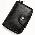 Men Business Accordion Card Holder Retro Single Magnetic Snap, Compact Multi‑Compartment For Business Card ID & Coin Storage, Christmas Corporate Gift, K94‑53 Black