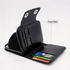 Minimalist Retro Men Card & Coin Organizer, Single Magnetic Buckle Accordion‑Slot Business Card Case, Halloween Office Daily Supply, K94‑53 Light Coffee