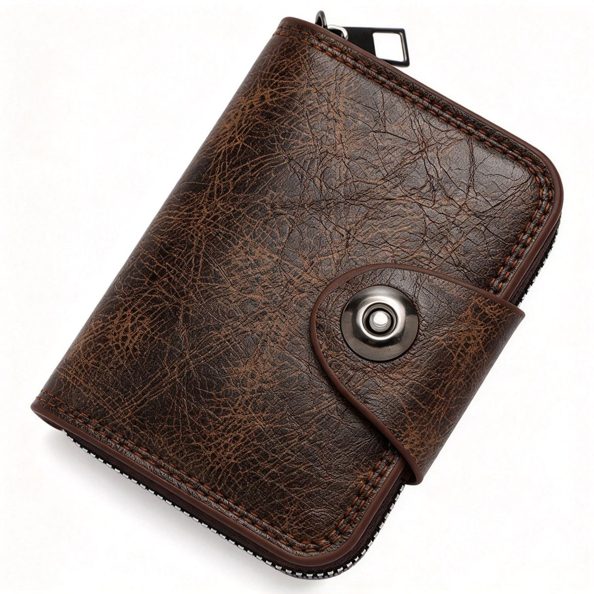 Portable Business Men ID Card & Name Card Wallet, Simple Single Magnet Closure For Daily Business Occasion, Holiday Business Man Accessory, K94‑53 Dark Coffee Main image