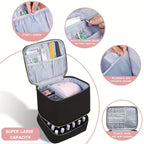 PINK Double‑layer woven storage, scientifically organized with large capacity—Professional Nail Tool Carry‑on Bag, keeping tools perfectly ordered.