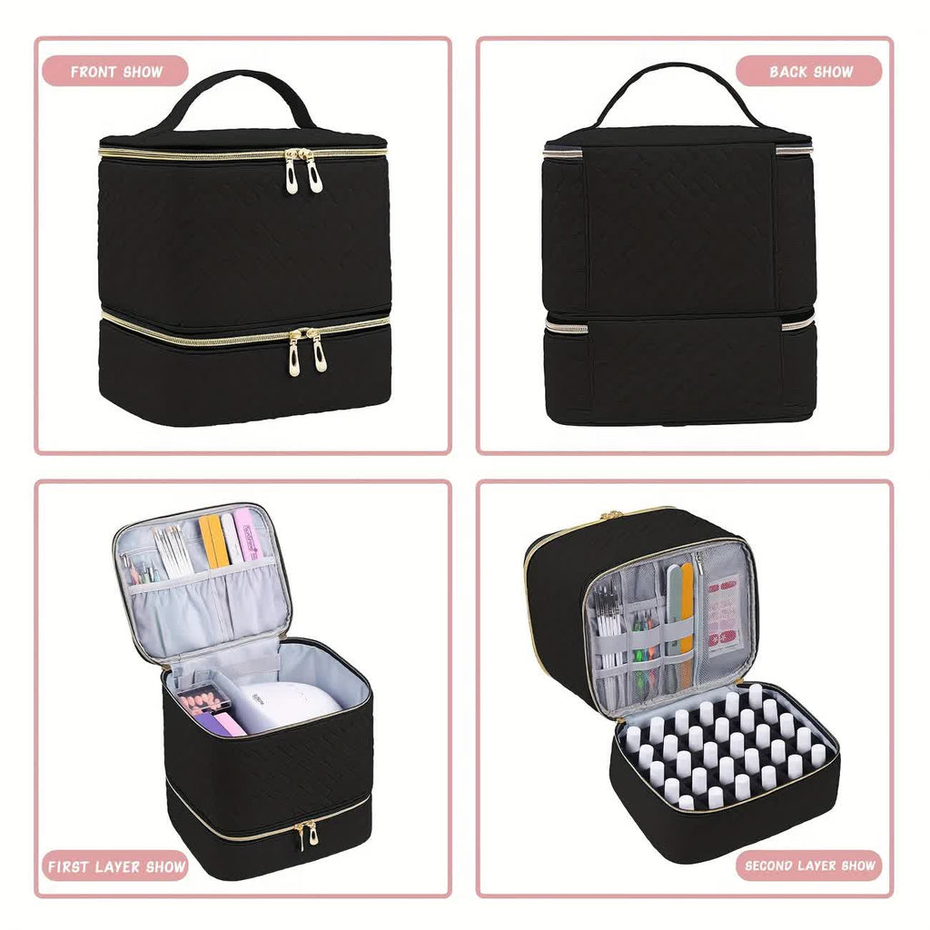PINK Double‑layer woven storage, scientifically organized with large capacity—Professional Nail Tool Carry‑on Bag, keeping tools perfectly ordered.