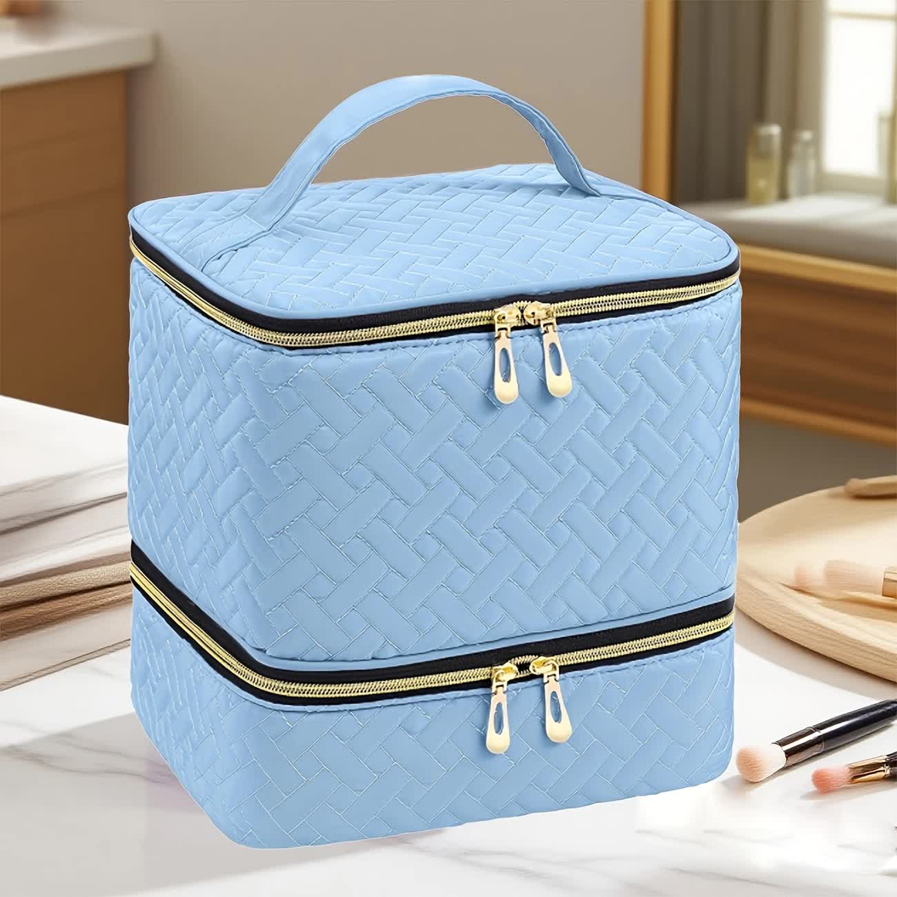 PINK Double‑layer woven storage, scientifically organized with large capacity—Professional Nail Tool Carry‑on Bag, keeping tools perfectly ordered.