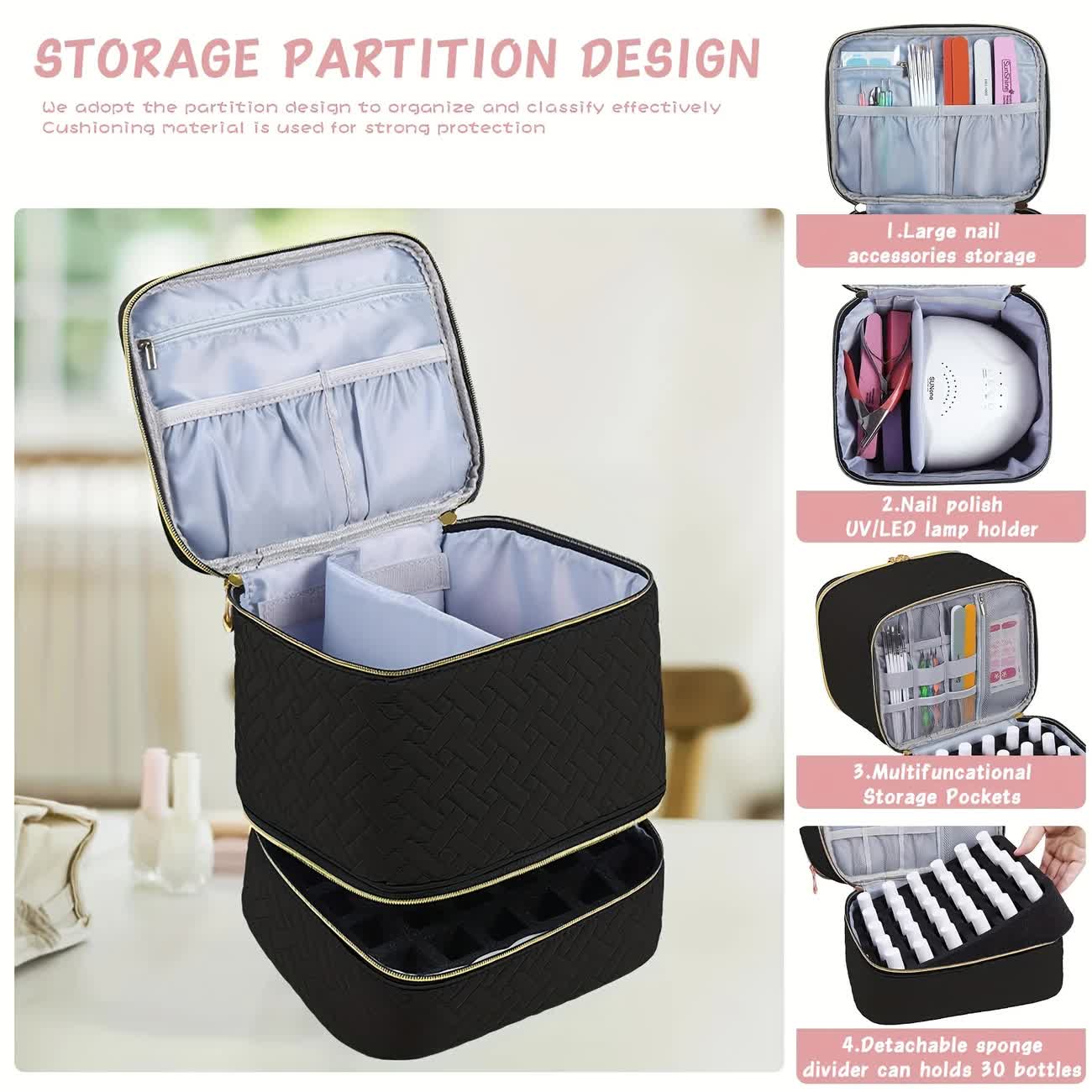 purple  Double‑layer woven storage, scientifically organized with large capacity—Professional Nail Tool Carry‑on Bag, keeping tools perfectly ordered.