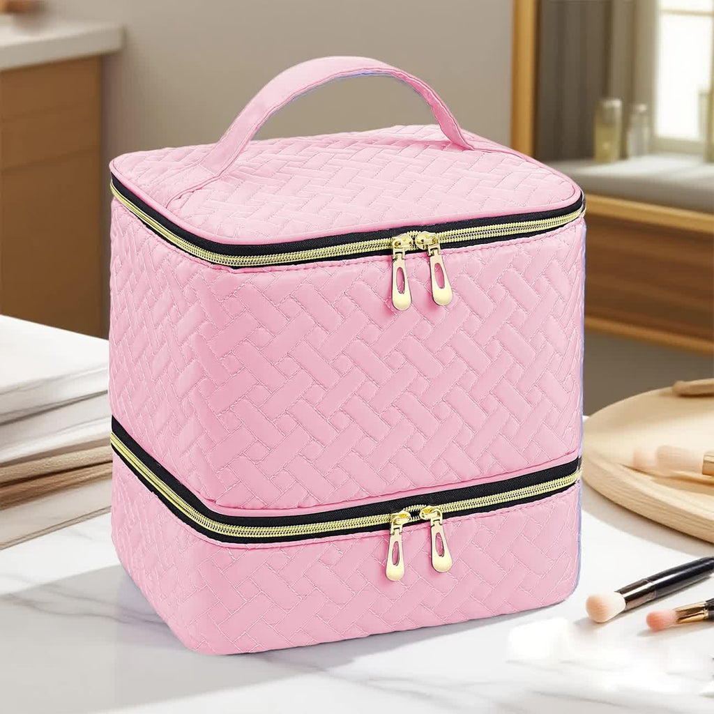 BLACK  Double‑layer woven storage, scientifically organized with large capacity—Professional Nail Tool Carry‑on Bag, keeping tools perfectly ordered.