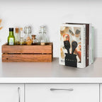 Cookbook Endcaps Black, Slip Mat Cookbook Holders Metal Cookbook Storage Metal Bookends with Anti-Decorative Cookbook Spoon