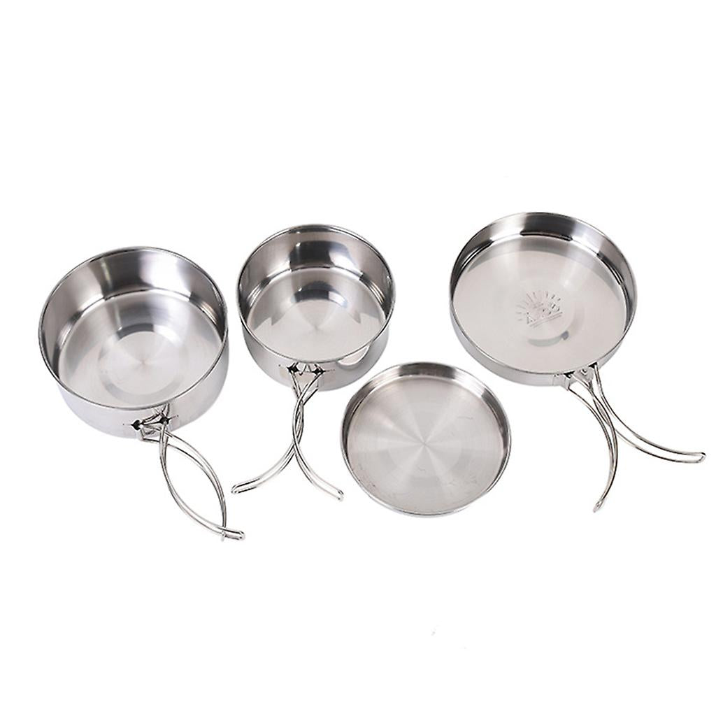 pcs Stainless Steel Pots/Frying Pan/Lid for Outdoor Camping Cooking Main image