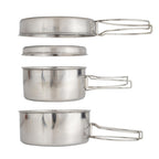 pcs Stainless Steel Pots/Frying Pan/Lid for Outdoor Camping Cooking