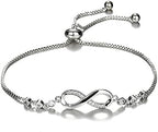 Women's Bracelet in 925 Sterling Silver Infinity Love Bracelet with Cubic Zirconia Heart, Women's Bracelet in 925 Sterling Silver Infinity Bracelet Adjustable – yux