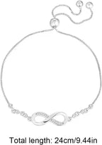 Women's Bracelet in 925 Sterling Silver Infinity Love Bracelet with Cubic Zirconia Heart, Women's Bracelet in 925 Sterling Silver Infinity Bracelet Adjustable – yux