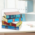 Stained Glass Stacked Books Lamp, Stacked Books Glass Lamp Night Light, Reading Corner Table Lamp, Book Lamps, Table Lamp Home Decor