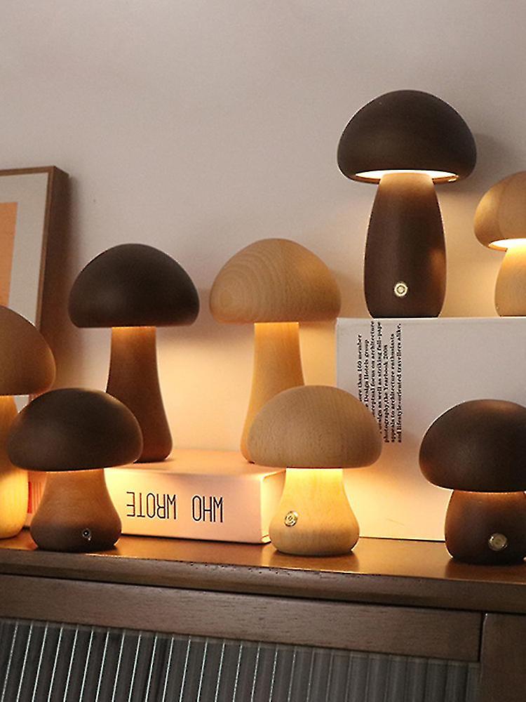 Mushroom Lamp Rechargeable Portable Night Light - Wooden Lamp Bedroom Lamp Bedside Table Lamp Coffee Main image