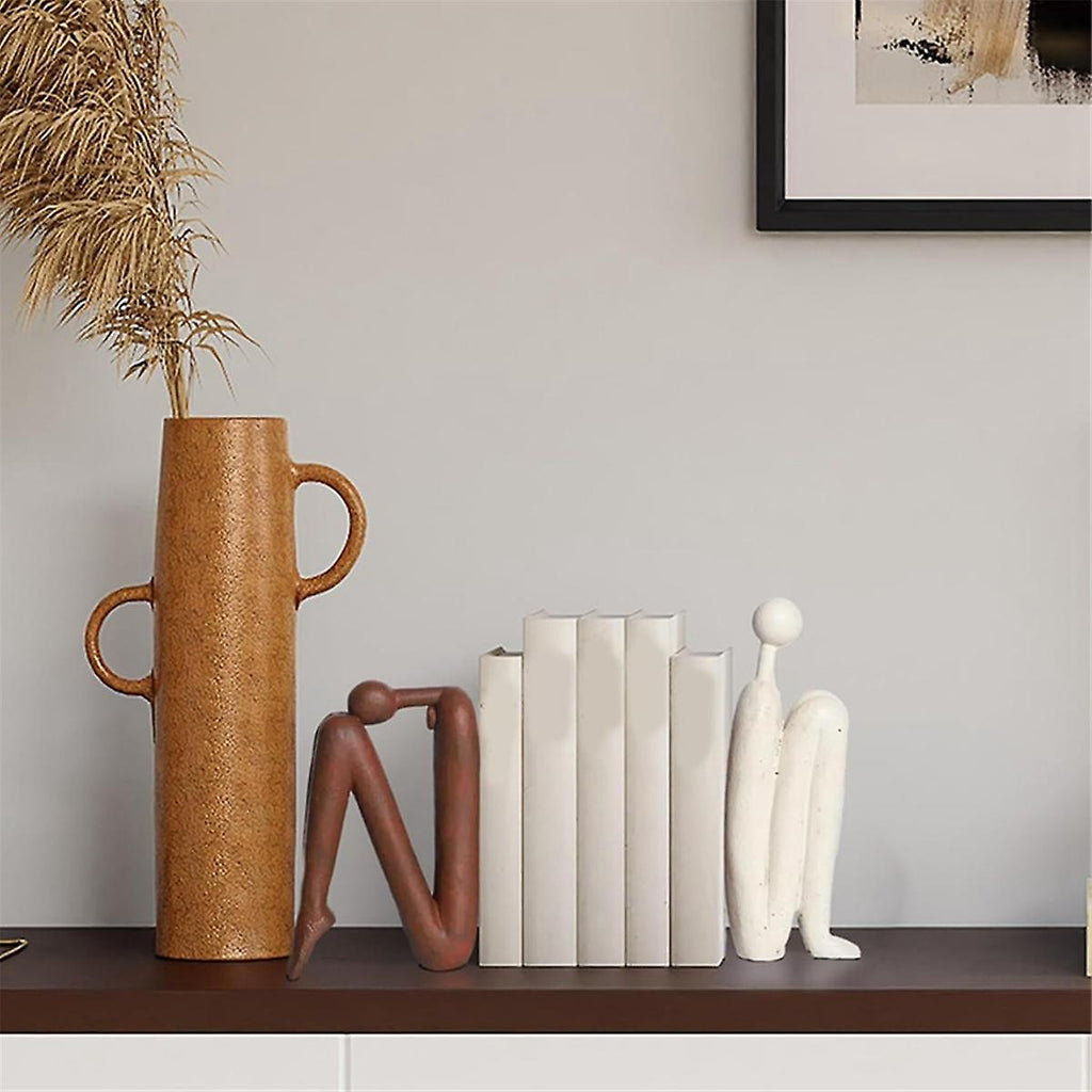 Decorative Bookends for Heavy Books, Statue Bookends for Shelves & Office Desks Brown