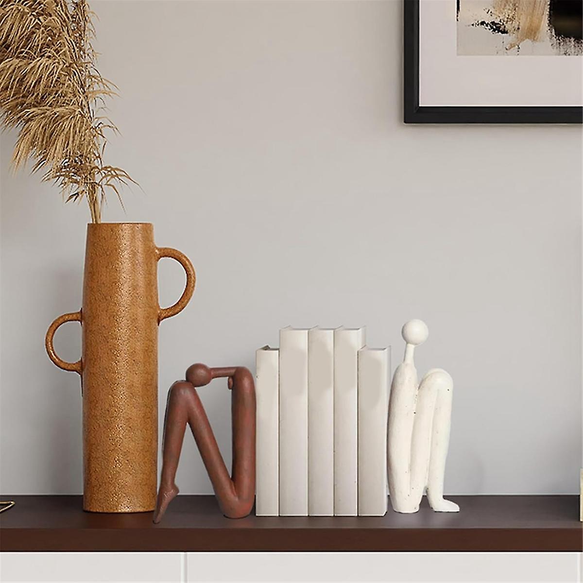 Decorative Bookends for Heavy Books, Statue Bookends for Shelves & Office Desks Brown