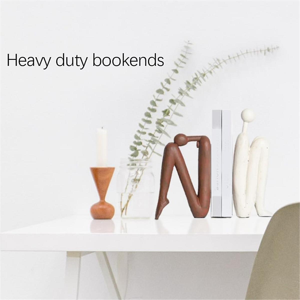 Decorative Bookends for Heavy Books, Statue Bookends for Shelves & Office Desks Brown