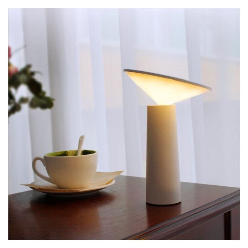 Modern Table Lamp, Cordless, Dimmable Touch Control Switch, 360 Adjustable, USB Rechargeable, Desk Lamp for Home and Office, White