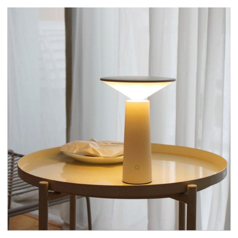 Modern Table Lamp, Cordless, Dimmable Touch Control Switch, 360 Adjustable, USB Rechargeable, Desk Lamp for Home and Office, White