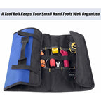 Roll-up Tool Bag with 38 Pockets, Tool Storage Bag, Screwdriver Bag, Ideal for Outdoor Use, Blue