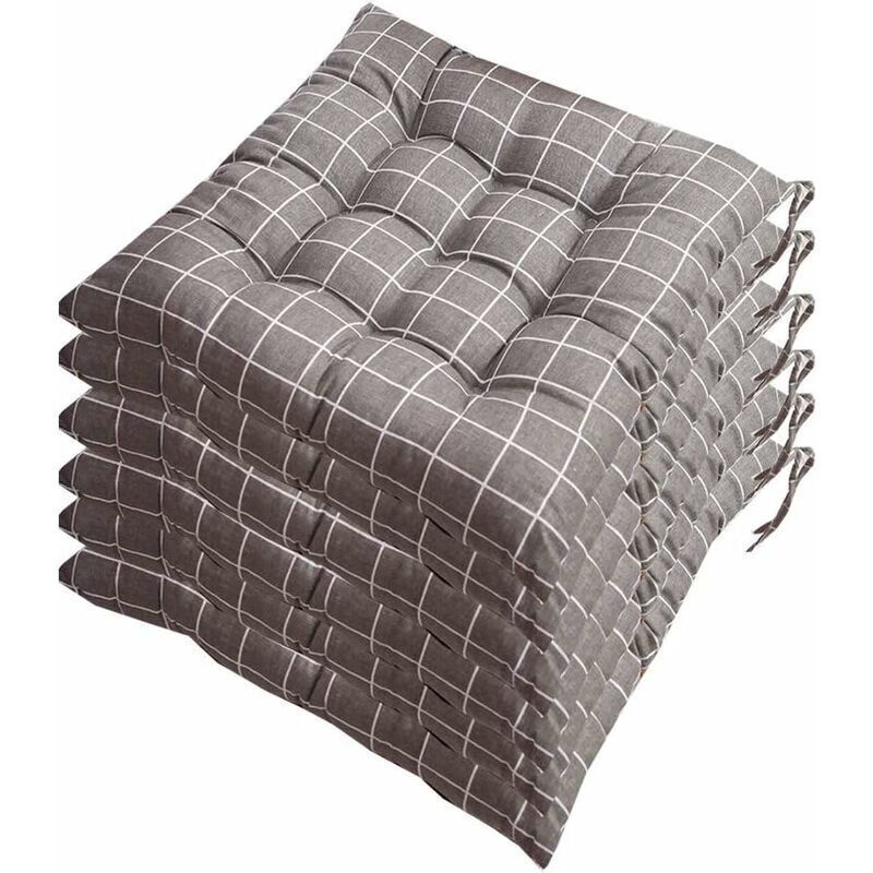 6 Pcs Chair Cushions, Decorative Cushion, Chair Cushion, Garden Cushions, 12 Stitched Details, Different Patterns, Polyester, a, 40 x 40 cm Main image