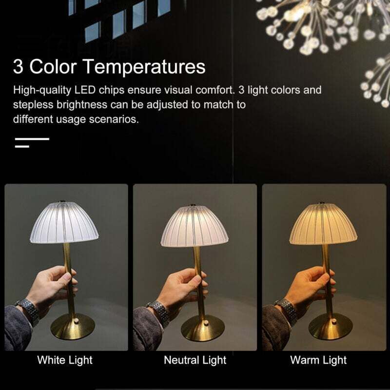 USB Rechargeable Table Lamp, LED Bedside Lamp, Reading Lamp, with Touch Control for Adjustable Brightness, 3 Light Colors