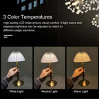 USB Rechargeable Table Lamp, LED Bedside Lamp, Reading Lamp, with Touch Control for Adjustable Brightness, 3 Light Colors