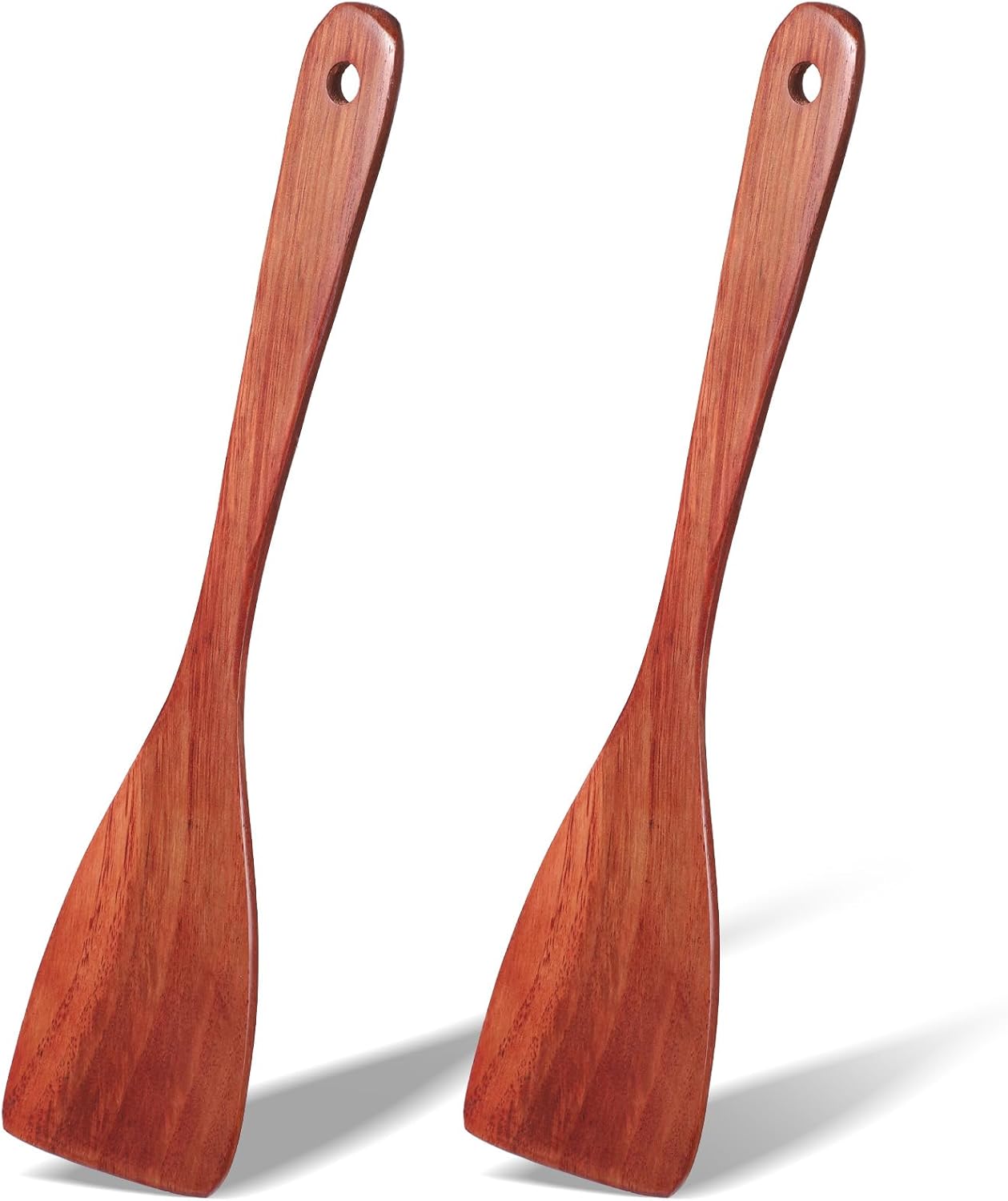 2 Pcs Wooden Spatula for Cooking, 12.2 Inch Long Handle Wood Flat Frying Cooking Spatulas, Wooden Kitchen Spatula Scraper Utensils, Right Hand Woods Turner for Nonstick Pans Cook Frying Baking Hauptbild