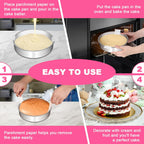 8 Inch Cake Pan Set of 2, Stainless Steel Round Layer Cake Baking Pans Tins, Non-Toxic & Healthy, Leak-proof & Easy Clean & Dishwasher Safe