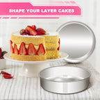 8 Inch Cake Pan Set of 2, Stainless Steel Round Layer Cake Baking Pans Tins, Non-Toxic & Healthy, Leak-proof & Easy Clean & Dishwasher Safe