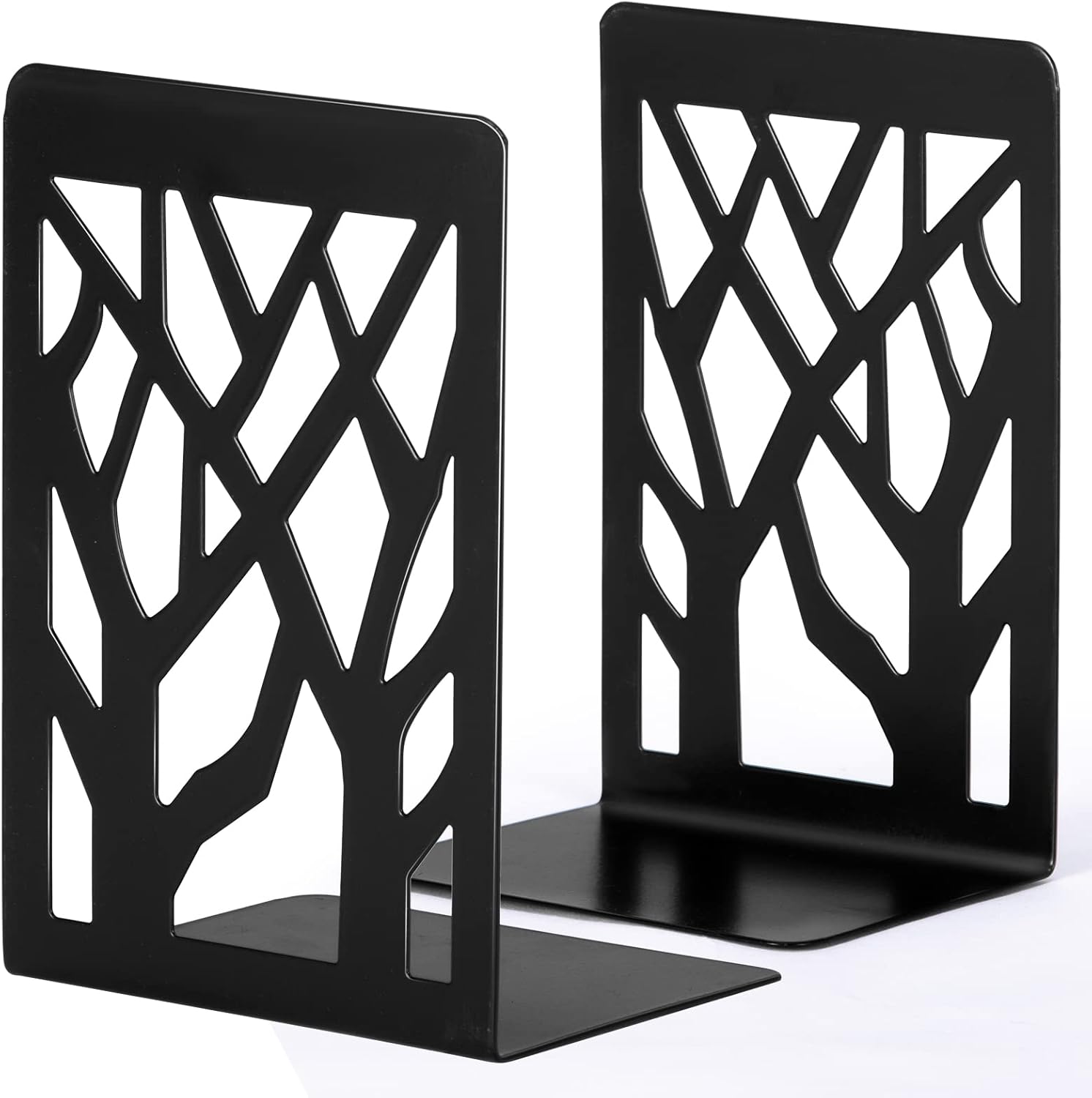 Book Ends, Bookends, Book Ends for Shelves, Bookends for Shelves, Bookend, Book Ends for Heavy Books, Book Shelf Holder Home Decorative, Metal Bookends, Bookend Supports, Book Stoppers (1 Pair, Black) Main image