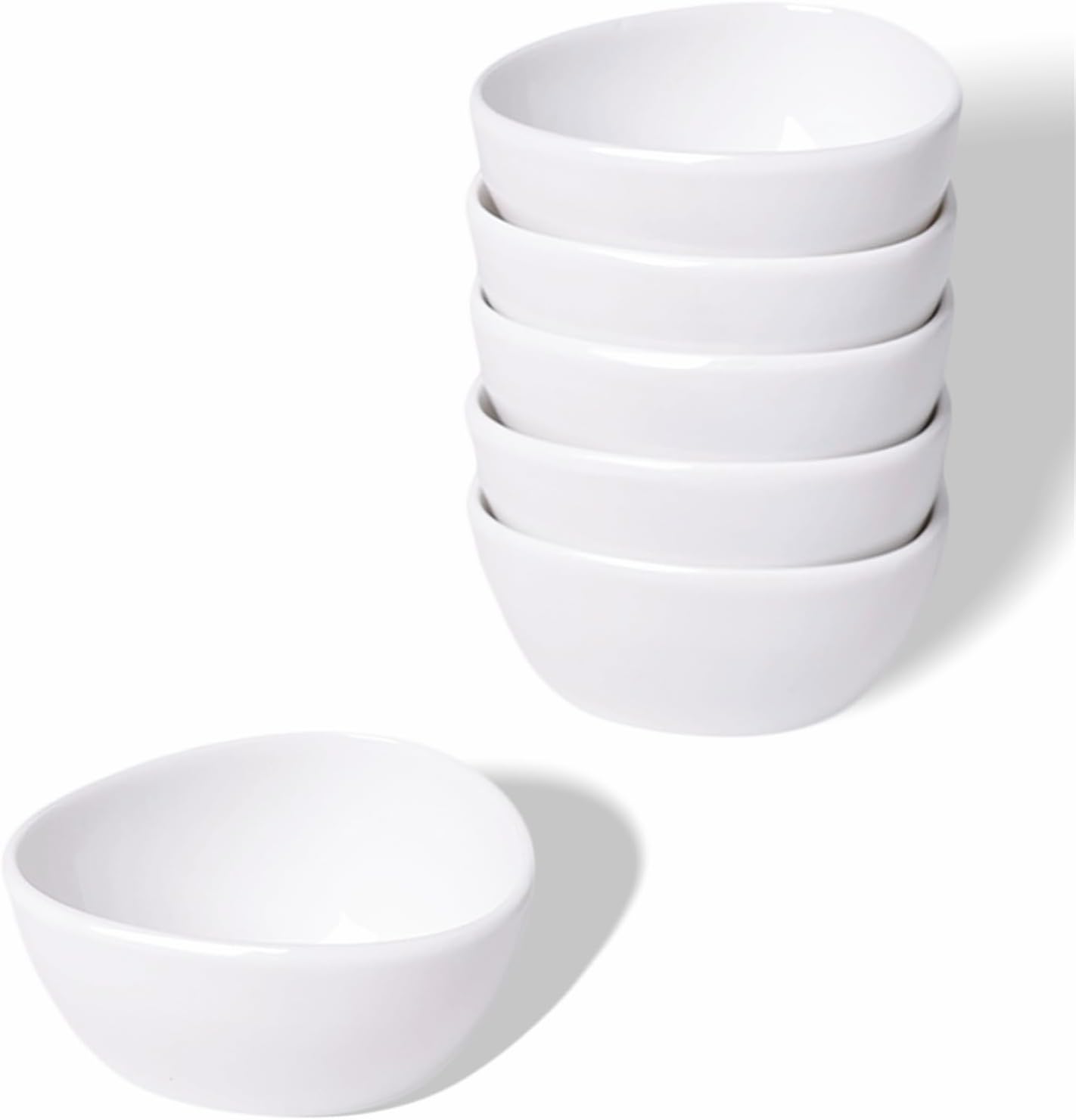 Mini Ceramic Ramekins Souffle Dishes 1.5 OZ, Small Dipping Bowls, Sauce Dip Bowls for Kitchen Serving Sauce Condiments, Oven & Microwave Safe, Set of 6, White Main image