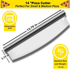 14-inch Stainless Steel Sharp-edge Pizza Rocker w/ blade cover