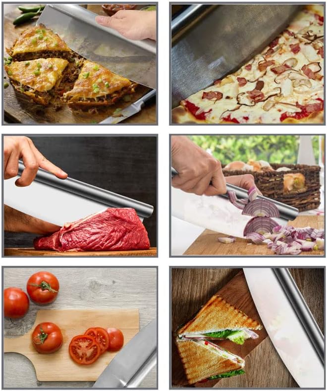14-inch Stainless Steel Sharp-edge Pizza Rocker w/ blade cover