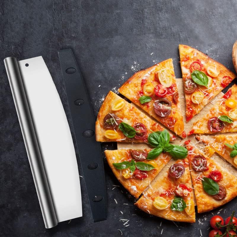 14-inch Stainless Steel Sharp-edge Pizza Rocker w/ blade cover