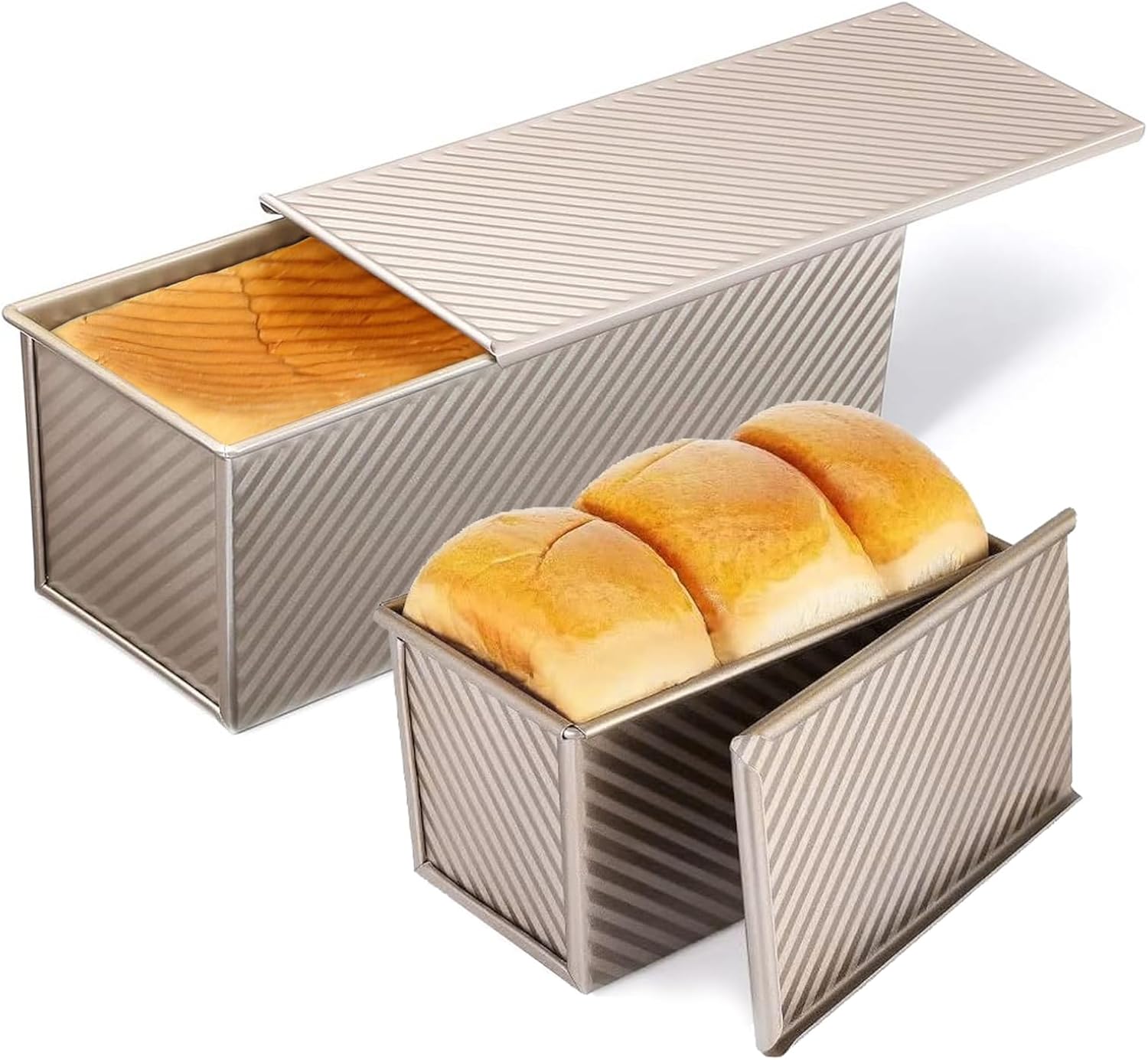 2-Pack Pullman Loaf Pan Set with Lids - 33x10 & 23x10 cm - Non-Stick Gold Carbon Steel Hauptbild