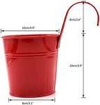 Flower Pots,10 Pcs Metal Iron Hanging Flower Plant Pots Balcony Garden Plant Planter Baskets Fence Bucket Pot 4'' Flower Holders with Detachable Hook