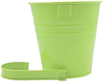 Flower Pots,10 Pcs Metal Iron Hanging Flower Plant Pots Balcony Garden Plant Planter Baskets Fence Bucket Pot 4'' Flower Holders with Detachable Hook