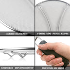 Splatter Screen for Frying Pan (13”) - Grease Splatter Guard for Frying Pan - Oil Splatter Guard - Oil Splash Guard for Frying Pan - Stainless Steel Grease Screen for Stove Top (Black)
