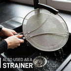 Splatter Screen for Frying Pan (13”) - Grease Splatter Guard for Frying Pan - Oil Splatter Guard - Oil Splash Guard for Frying Pan - Stainless Steel Grease Screen for Stove Top (Black)