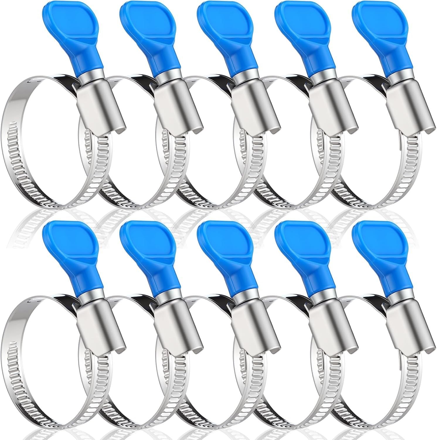 10 Pcs 1-1/2 Inch Pool Backwash Hose Clamp Adjustable Worm Gear Stainless Steel Hose Clamp Metal Pipe Tool for PVC Tubing Plumbing Dust Collection Automotive Mechanical Application Main image