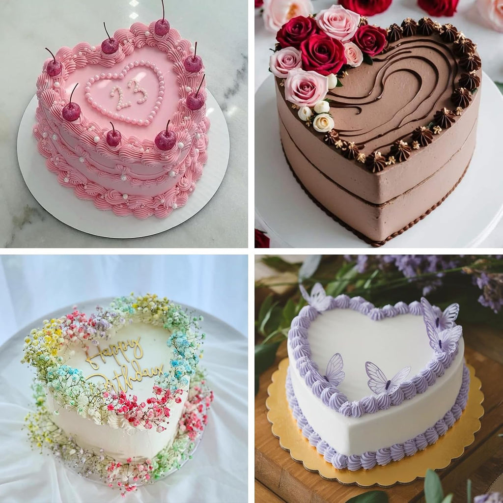 8 Inch Heart Cake Pan, Set of 2 Heart Shaped Cake Pans with 60 Pieces Parchment Paper, Non-stick Cake Baking Pans for Kitchen Birthday Wedding