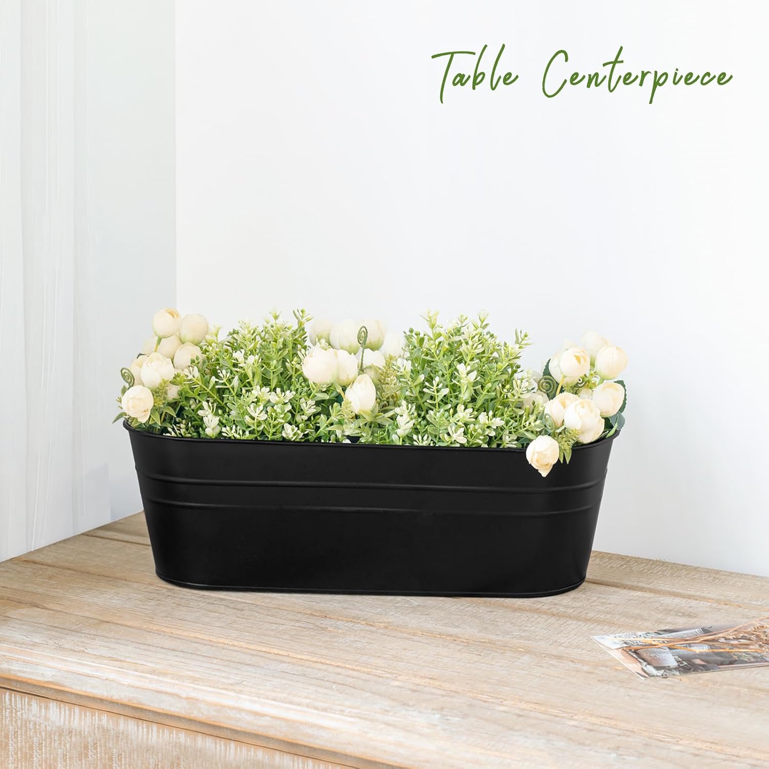 3 Pcs Metal Hanging Flower Pots for Railing Fence Outdoor Planter 15.7 Inch Hanging Bucket Pots Countryside Window Flower Plant Holder with Detachable Hooks for Garden Yard Home Decor,Black