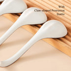 Ceramic Soup Spoons Sets of 4,Asian Soup Spoons,Long Ramen spoons,Japanese soup spoons for Pho,Wonton,Noodles,Chinese Ceramic Rice Spoons,4Pcs