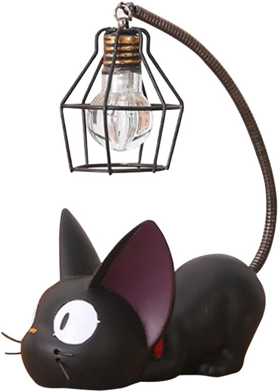 Resin Cat Design lamp Creative Night Light Table Bedside Lamps for Reading (Iron Wire Lampshade,3.1 x 4.7 x 6.7Inch) Main image
