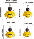 Metal Wall Art, 4PCS Metal Bumble Bee Wall Decor, 3D Iron Bee Art Sculpture Hanging Wall Decorations for Outdoor Home Garden