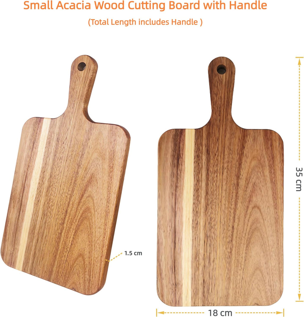Acacia Wood Cutting Board with Handle (14" x 7")
