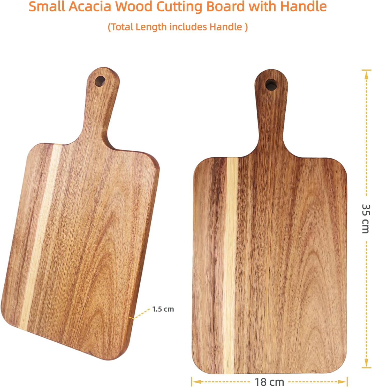 Acacia Wood Cutting Board with Handle (14" x 7")